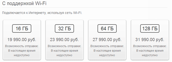 Цены на iPad Air WiFi в России