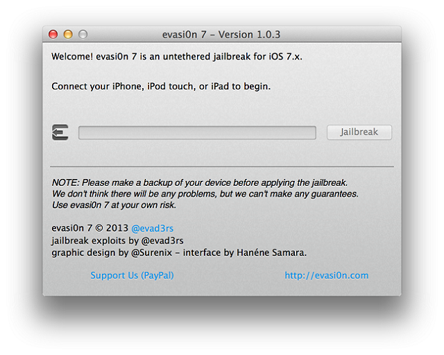 Новая версия Evasi0n7 1.0.3 доступна для загрузки