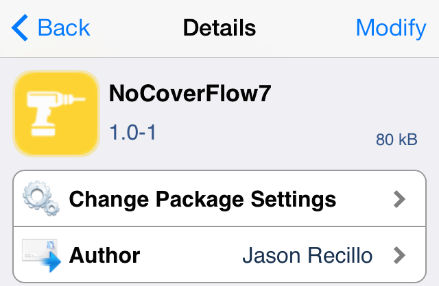 Как отключить интерфейс Cover Flow в приложении Музыка в iOS 7? (Cydia)