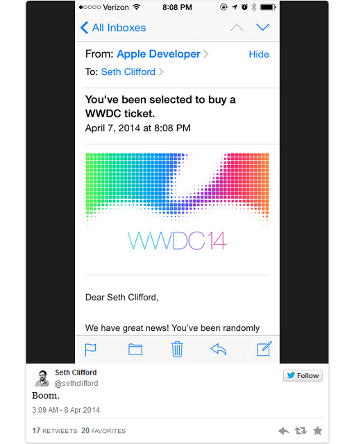 Раздача билетов на WWDC 2014 закончилась