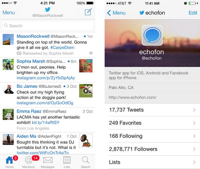 Альтернативный клиент Echofon for Twitter обновился интересными функциями