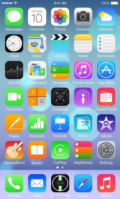 Возможный вид iOS 8 на iPhone 6