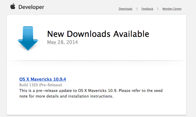 Вышла первая бета-версия OS X Mavericks 10.9.4