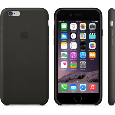Черный кожаный чехол для iPhone 6 и iPhone 6 Plus