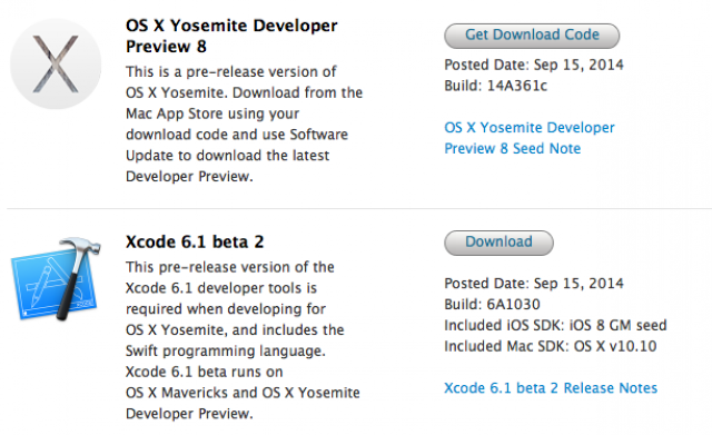 OS X Yosemite Developer Preview 8 и Public Beta 3 доступны для обновления