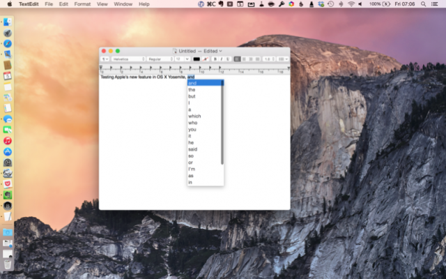 В OS X Yosemite появился предиктивный набор текста