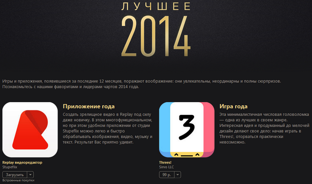 В App Store подвели итоги 2014 года
