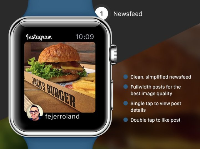 Как будет выглядеть Instagram на Apple Watch?