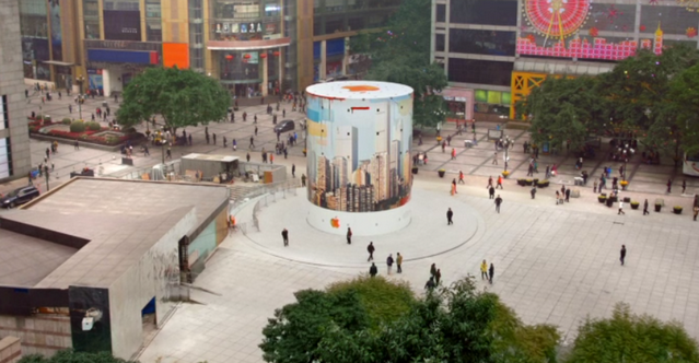 Как строился цилиндрический Apple Store в Чунцине? (видео)