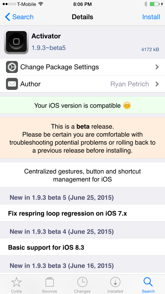 Джейлбрейк-твик Activator обновился поддержкой iOS 8.3