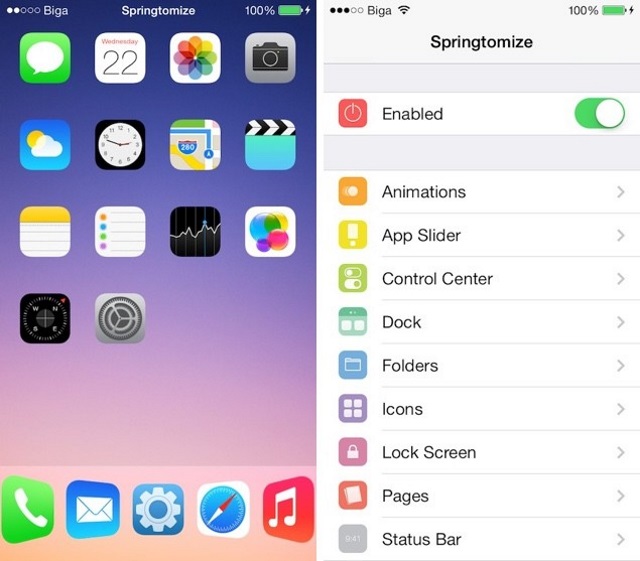 Springtomize 3 с поддержкой iOS 9 появился в Cydia