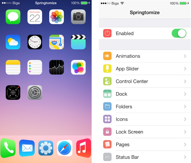Springtomize 3 для iOS 9 скоро появится в Cydia