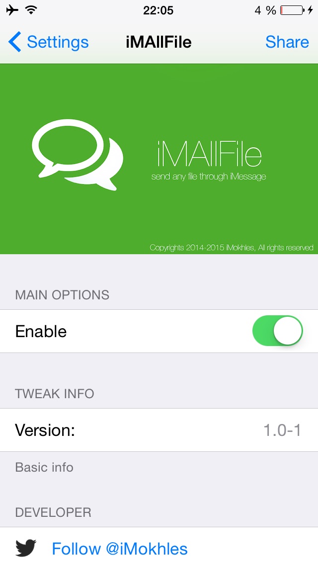Джейлбрейк-твик iMAllFile9 позволяет передавать через iMessage любые файлы