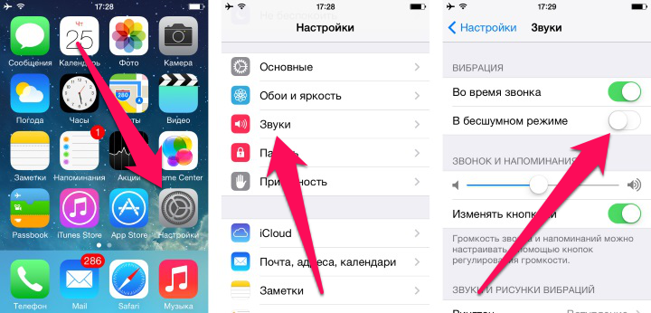 Беззвучный режим в iPhone