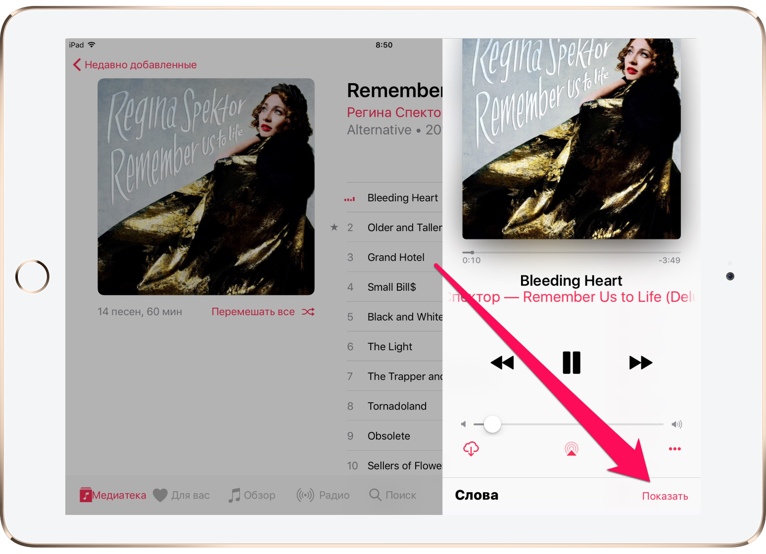 Как открыть текст песни в Apple Music
