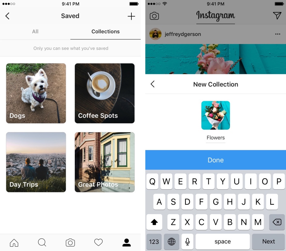В Instagram теперь можно сохранять снимки в личные коллекции