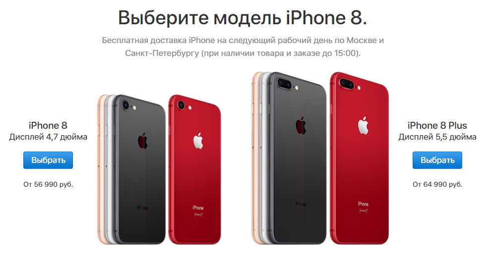 Apple начала продажи красных iPhone 8 и iPhone 8 Plus