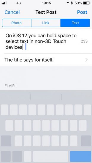 iOS 12 добавила новый способ удобного выделения текста на iPhone 5s, iPhone SE и iPhone 6