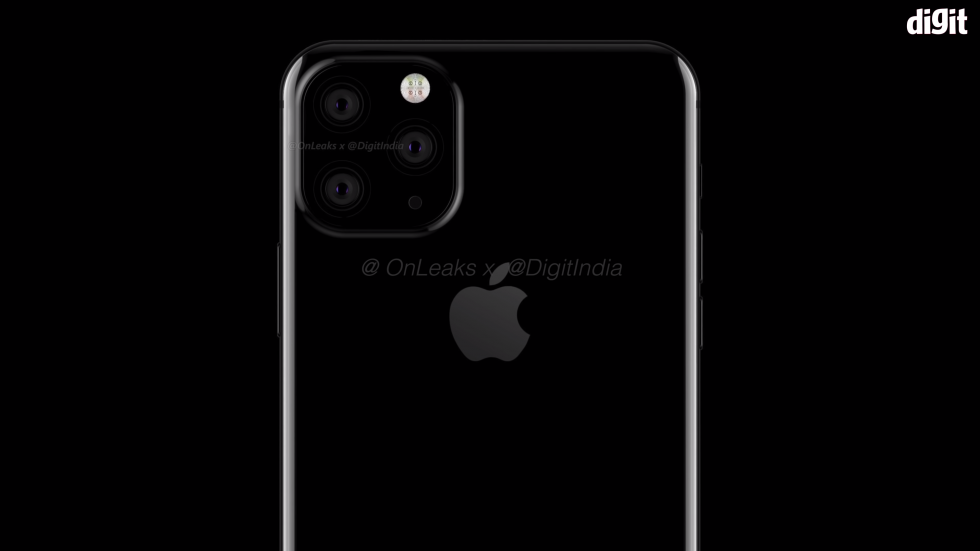 iPhone XI с необычной тройной камерой показали на рендерах